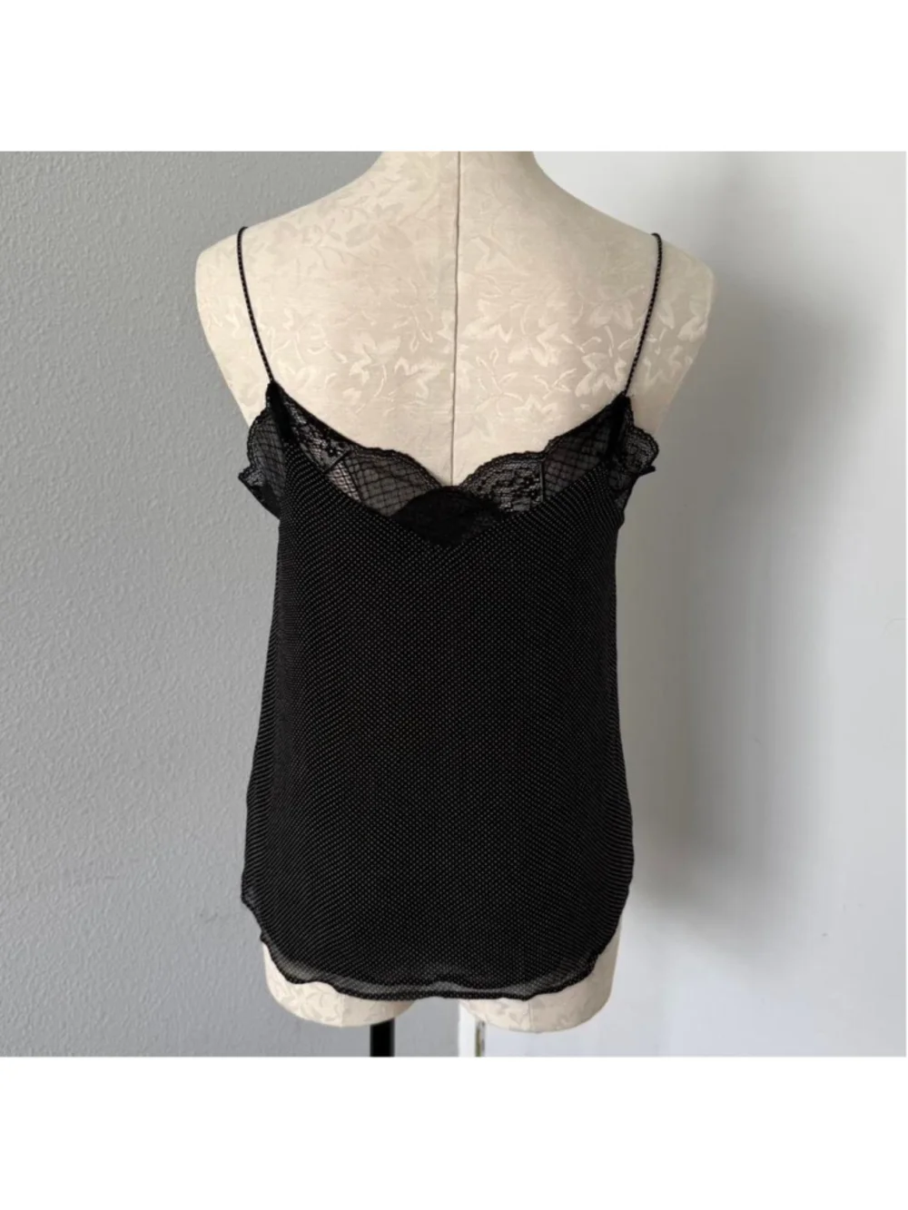 Essentiel Antwerp black polka dot lace cami top - Size 34